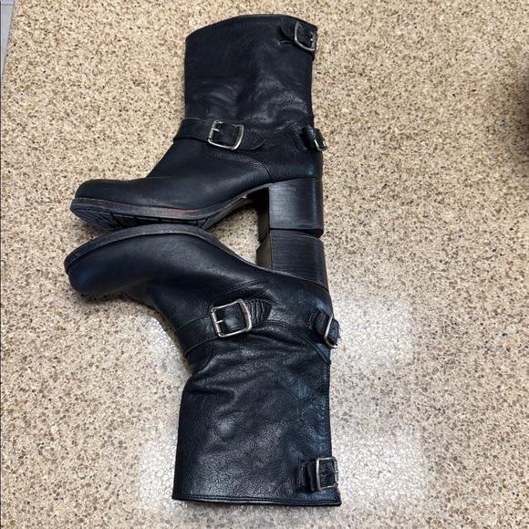 Frye Black Leather Combat Boots - Picture 4 of 16